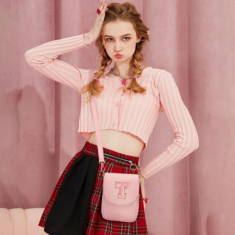 Viverte Crossbody Purse for Teen Girls Small Initial Cell Phone Toddler Purse Leather Triple Compartment Crossbody Bags - Image 2